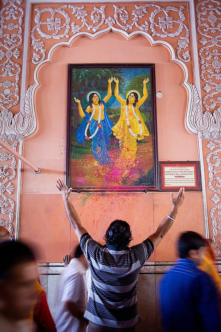 Praying in Govind Devji temple, near City Palace, Jaipur, Rajasthan, India