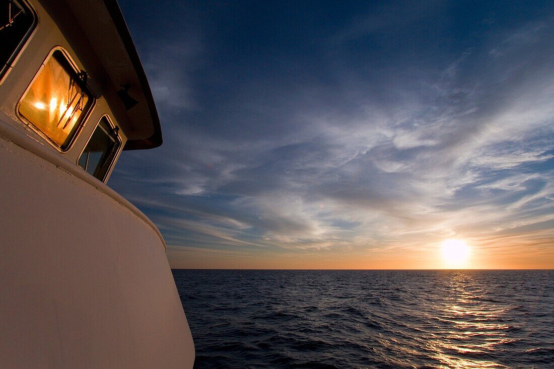 Sunrise on the Lindblad expedition ship National Geographic Sea Bird near Danzante Island in the Gulf of California Sea of Cortez Baja California Sur, Mexico