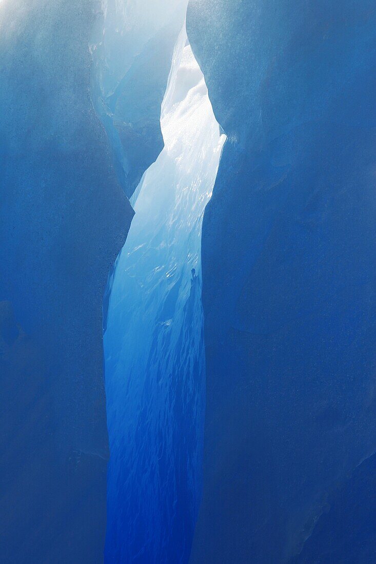 Close-up view of a crevasse in a huge Iceberg calved from the LeConte Glacier just outside Petersburg, Southeast Alaska, USA  Pacific Ocean