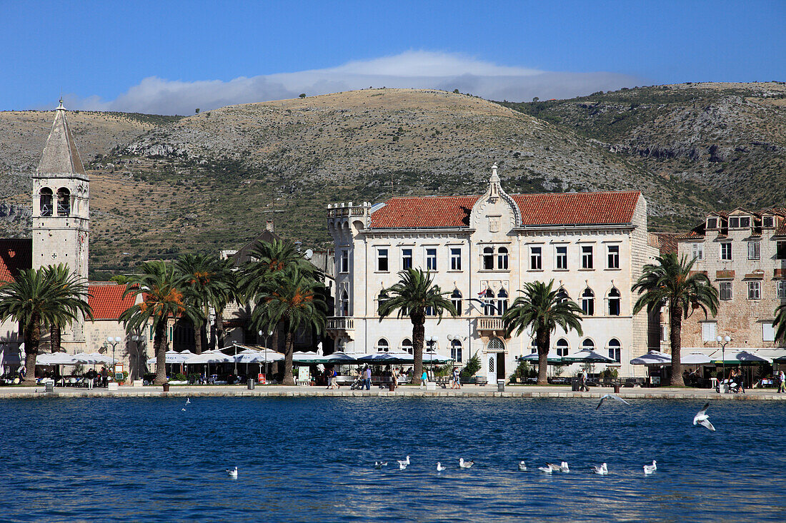 Croatia, Trogir, skyline, general view, seaside promenade