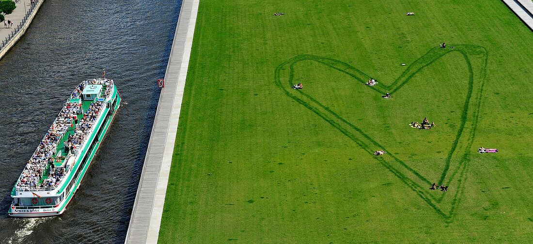 Europe, Germany, Berlin, grass heart drawn