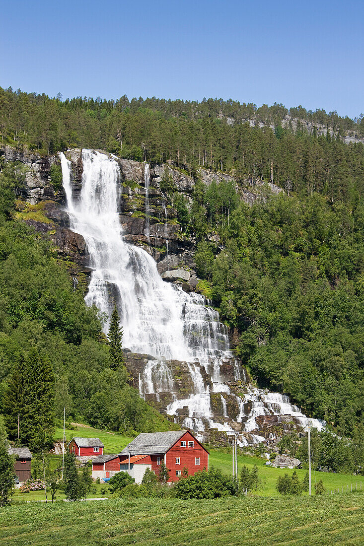 Norway-June 2009 Near Voss City Tvindefos Waterfall