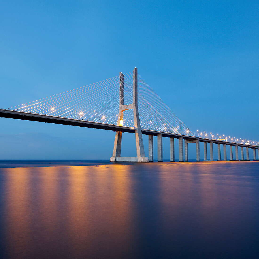 Vasco da Gama bridge at night. Vasco da Gama bridge at night