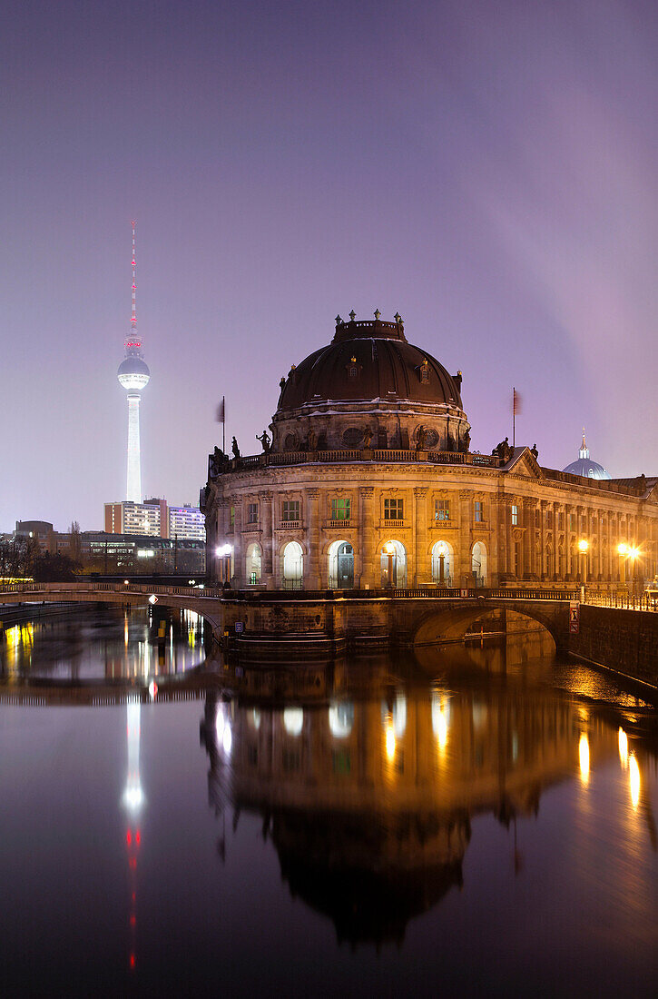 Bode Museum and Television Tower. The Bode Museum is located on the Museum Island in central Berlin