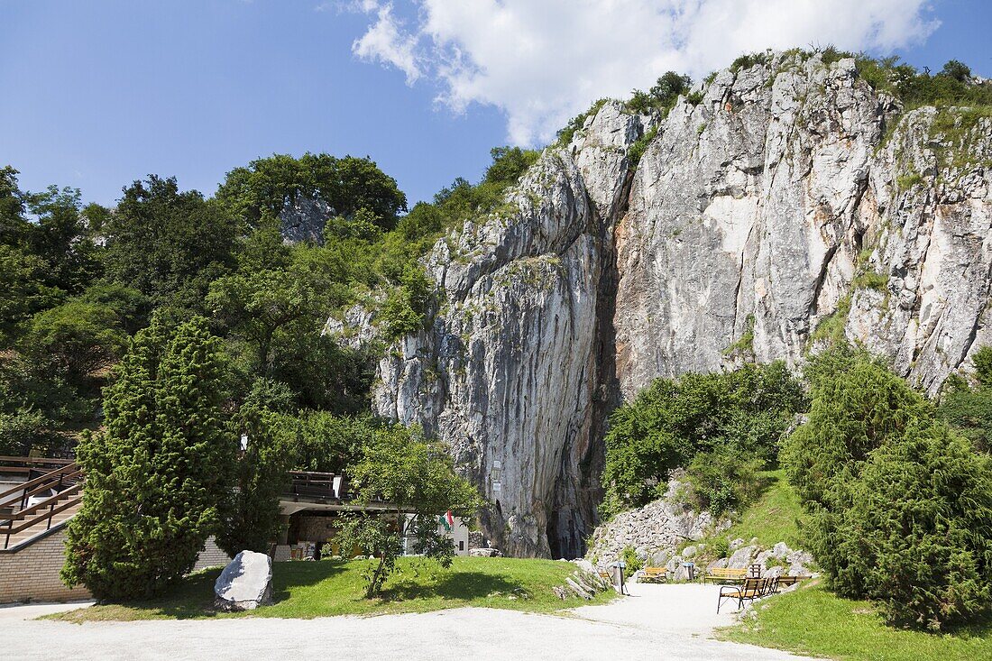 Aggtelek national park  Entrance gate to the Baradla Cave near Aggtelek village  Aggtelek National Park is protecting the UNESCO world heritage of the caves of the Aggtelek and slovak karst  The northern hungarian mountains are part of the western carpath