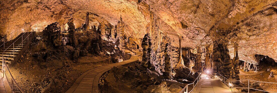 The Baradla Show Cave in the Aggtelek National Park, Hungary, Hall of Pillars  The Baradla Cave in Aggtelek National Park is part of the UNESCO world heritage site of the caves of the Aggtelek and slovak karst  The cave is one of the major attractions of
