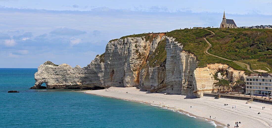 Cliffs on the sea beach, Etretat, Seine-Maritime department, Upper Normandy, France