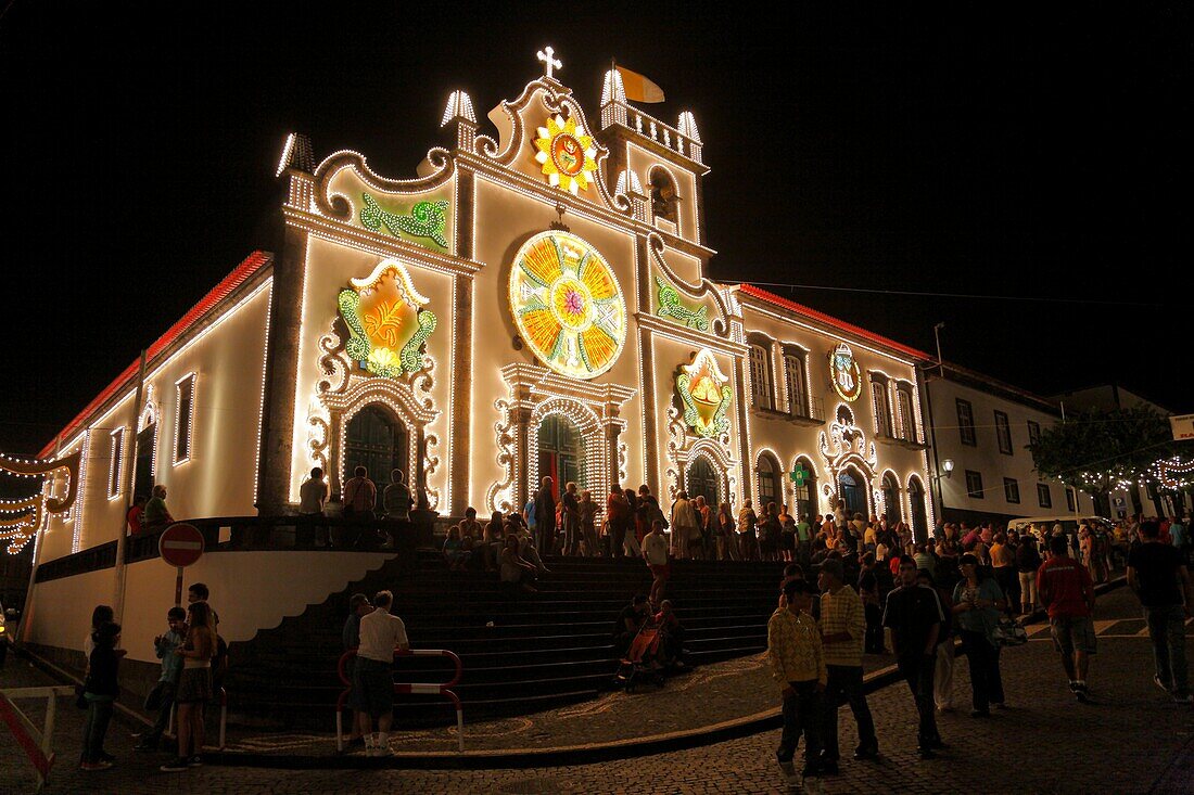 The church of the Holy Spirit during the Senhor Bom Jesus da Pedra fest at Vila Franca do Campo, Sao Miguel island, Azores