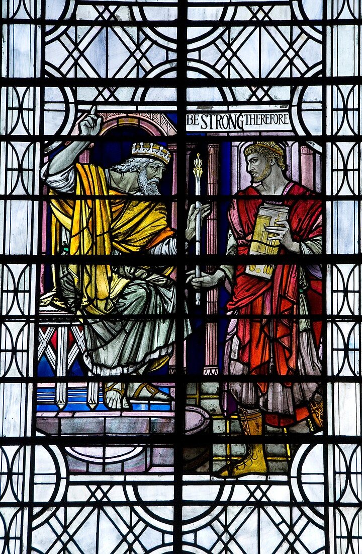 Stained glass windows, Salisbury Cathedral, Salisbury, England, UK