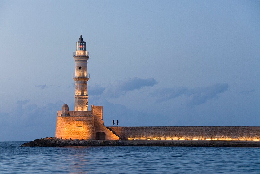 Lighthouse, 16th century Venetian harbor, Hania, Crete, Greece