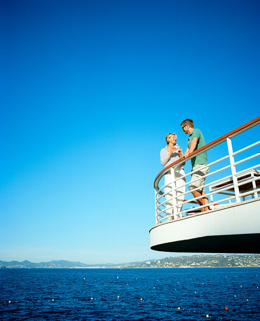 Couple on the terrace, Antibes, Cote d'Azur, France, Europe