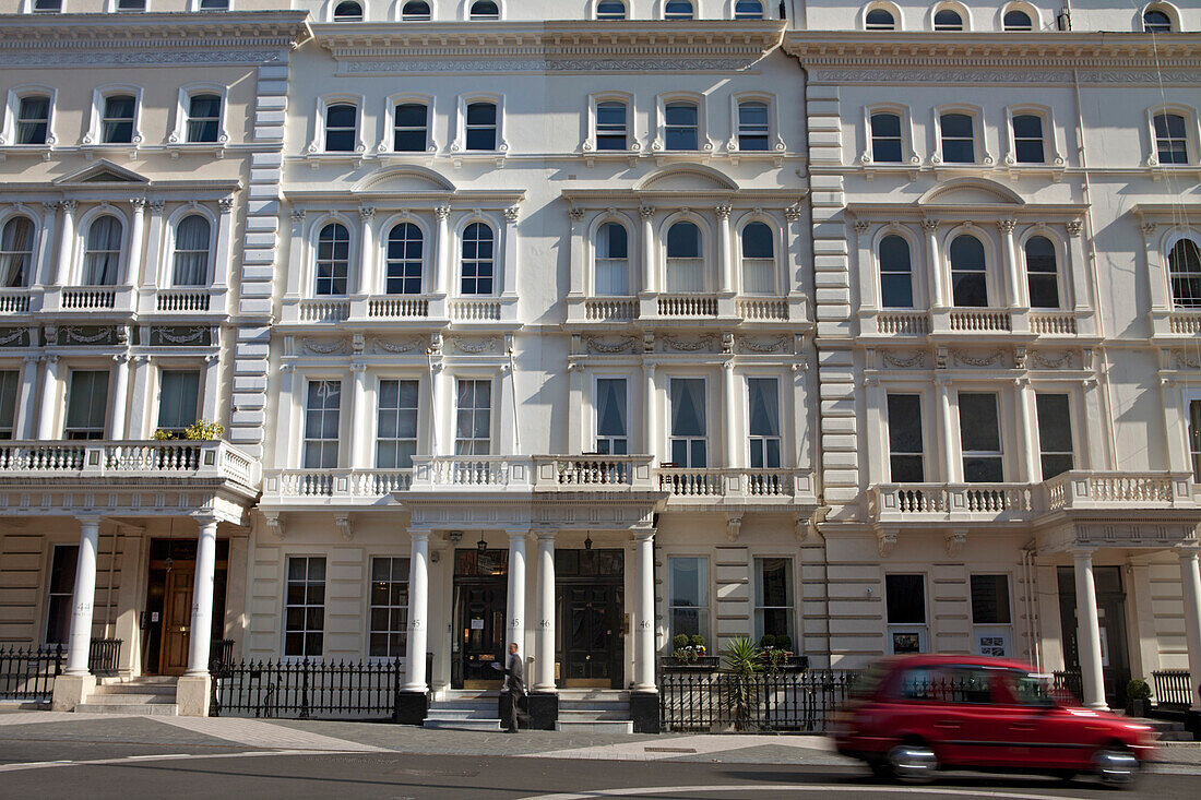 Taxicab on Exhibition Road, South Kensington, London, England, Great Britain