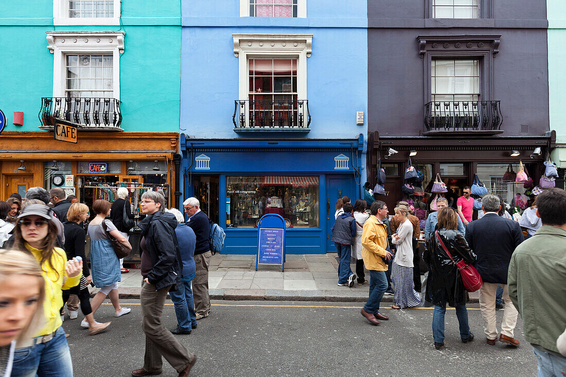 Leute beim Einkaufen, Portobello Road, Notting Hill, London, England, Grossbritannien
