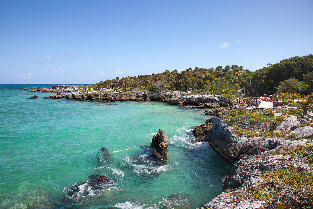 Küste im Xel-Ha Park, Tulum, Riviera Maya, Quintana Roo, Mexiko, Mittelamerika
