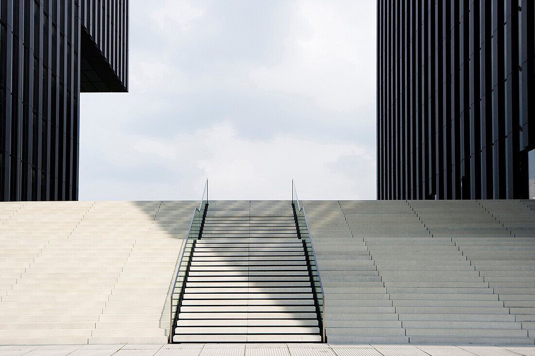 Staircase at the Media Harbour, Duesseldorf, North Rhine-Westphalia, Germany, Europe