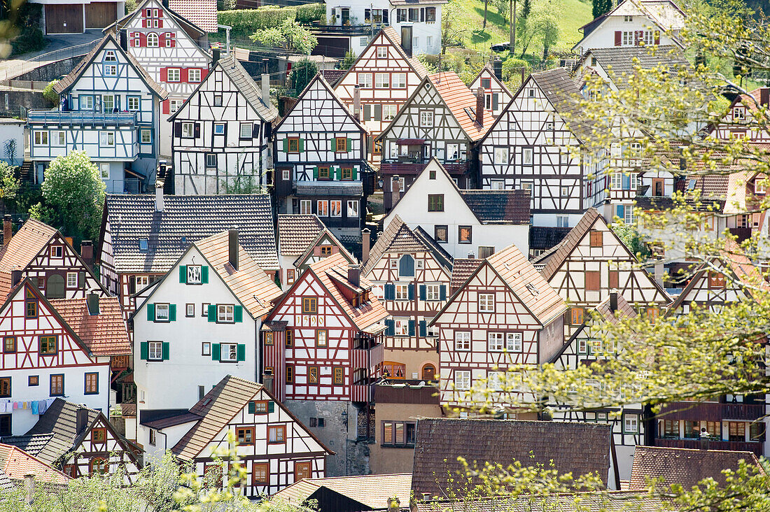 Medieval inner city with half timbered houses, Schiltach, south of Freudenstadt, Black Forest, Baden-Wuerttemberg, Germany, Europe