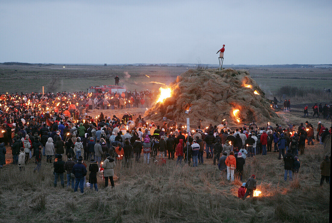 Biikebrennen in Tinnum, traditional bonfire festival, Sylt, Schleswig Holstein, Germany