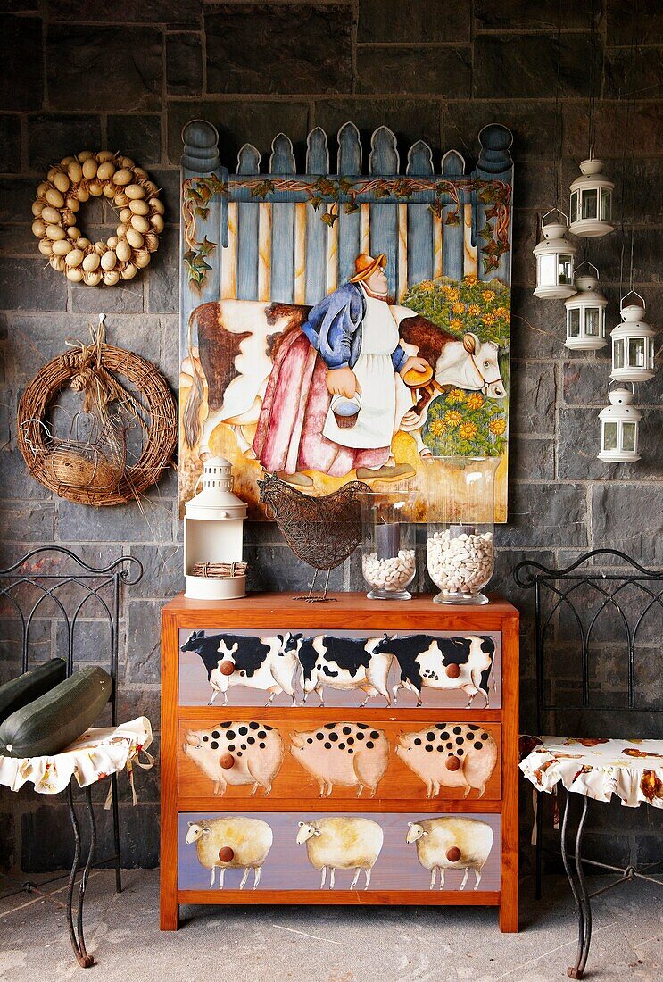 Interior design, entrance porch, Karobi handicraft workshop