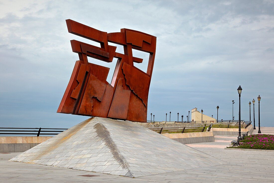 Nordeste (Nord-Ost), Skulptur von Joaquín Vaquero Turcios, Stadtteil Cimadevilla, Gijón, Asturien, Spanien.