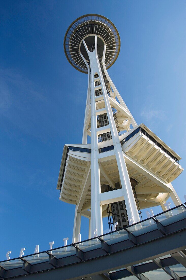 SPACE NEEDLE SEATTLE CENTER SIGN SEATTLE WASHINGTON STATE USA