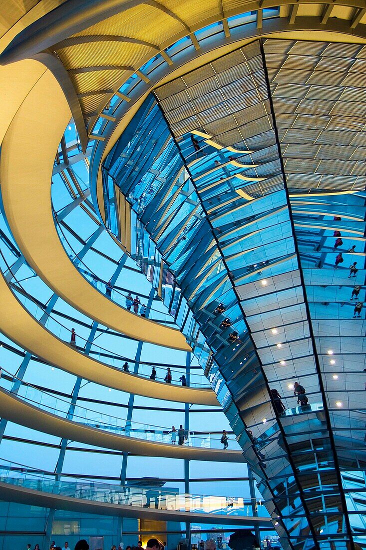 Reichstag, Bundestag glass dome German Parlement since 1999 by the architect Sir Norman Foster, Berlin, Germany