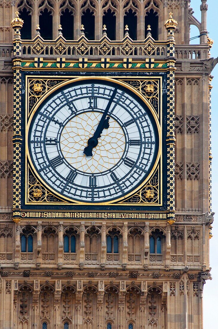 Big Ben clock face up close, London, UK