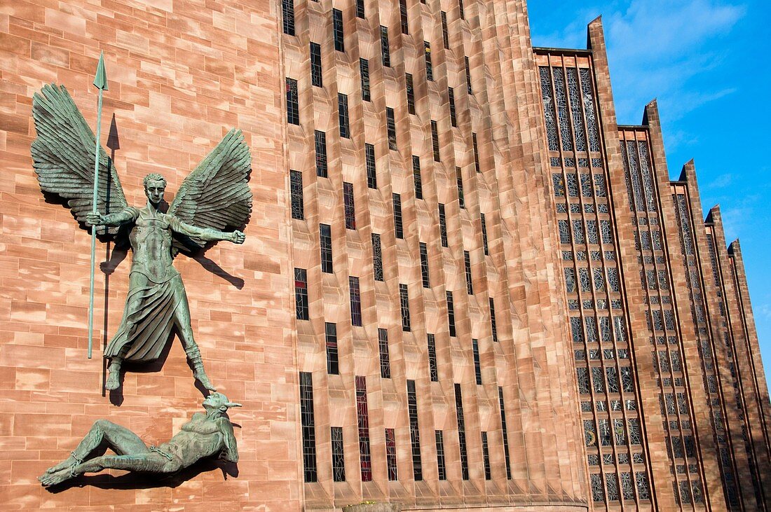St Michael´s Victory over the Devil, sculpture by Sir Jacob Epstein at St Michael´s or Coventry Cathedral, England