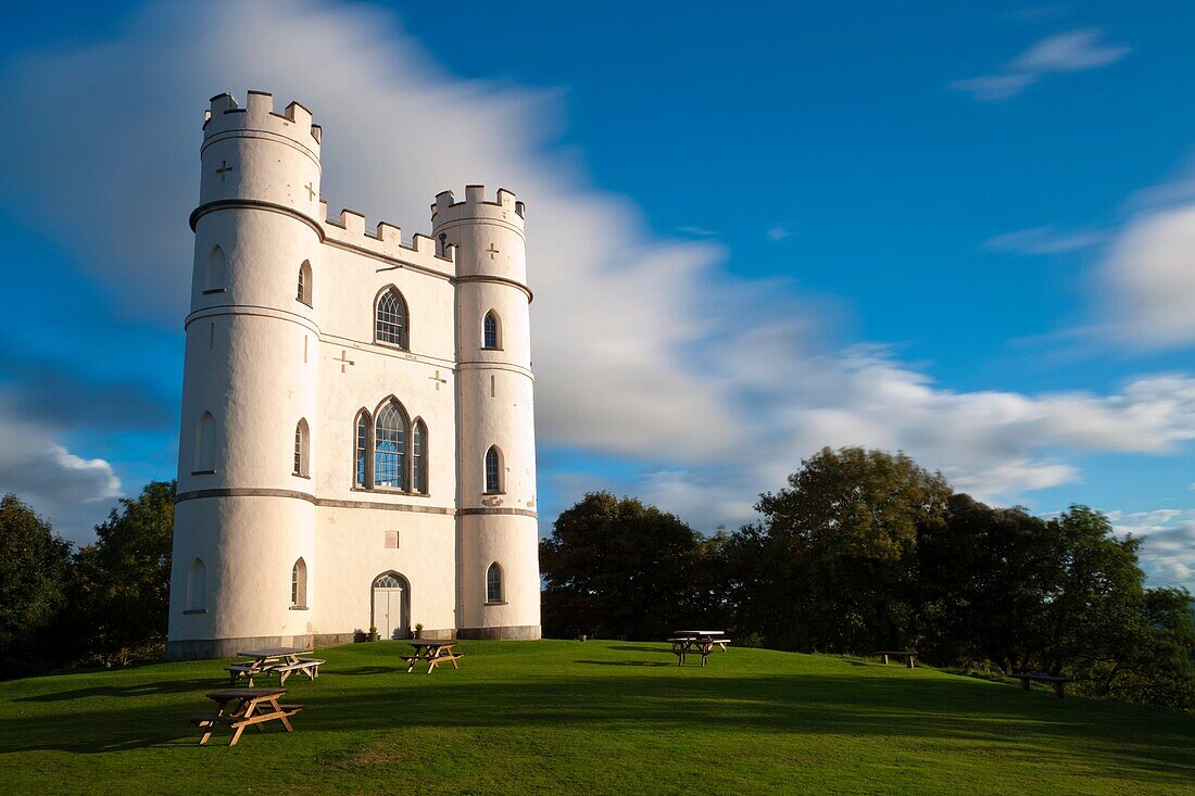 Haldon Belvedere, also known as Lawrence Castle, an 18th century tower in woodland on Haldon Hill near Exeter in Devon  England  Europe