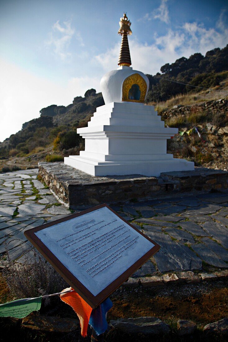 Stupa Osel Ling Buddhist center in the Alpujarra, Granada, Andalusia, Spain