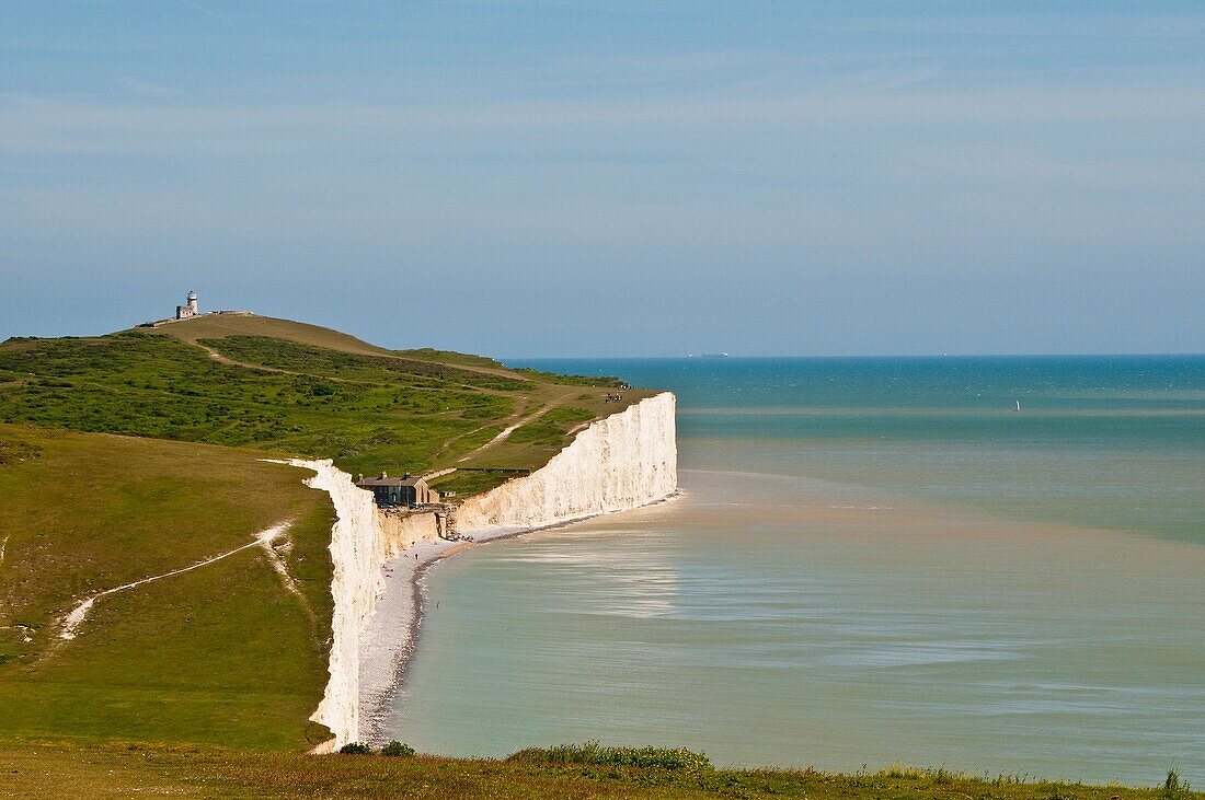 Birling Gap and Chalk cliffs of the Seven Sisters, South Dawns Way, Sussex, England, UK