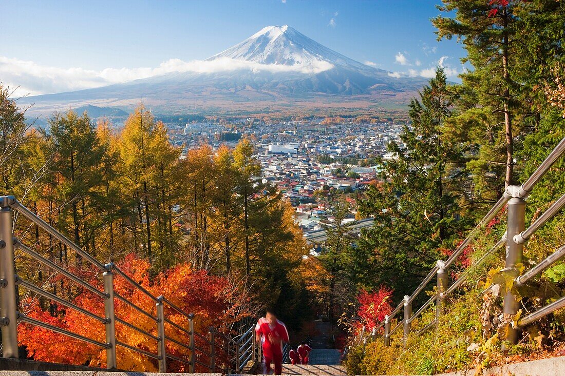 View of Mount Fuji and Fujiyoshida City, Japan