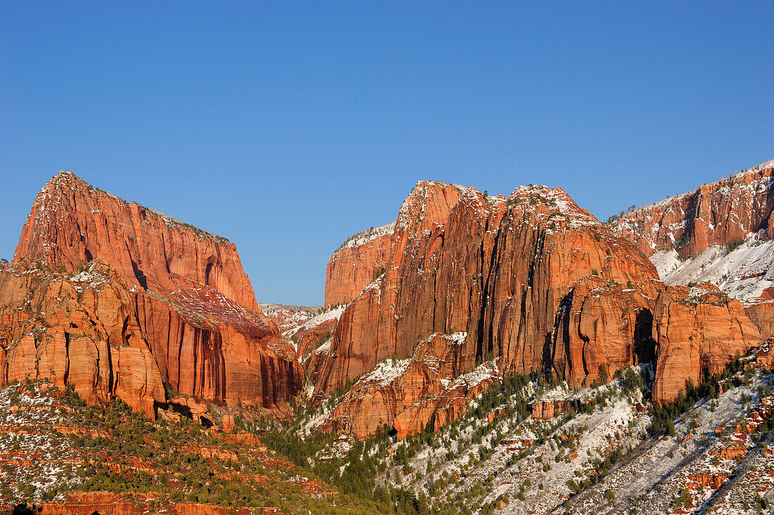 Kolob Canyon with Nagunt Mesa and Timber Top Mesa, Zion National Park, Utah, Southwest, USA, America