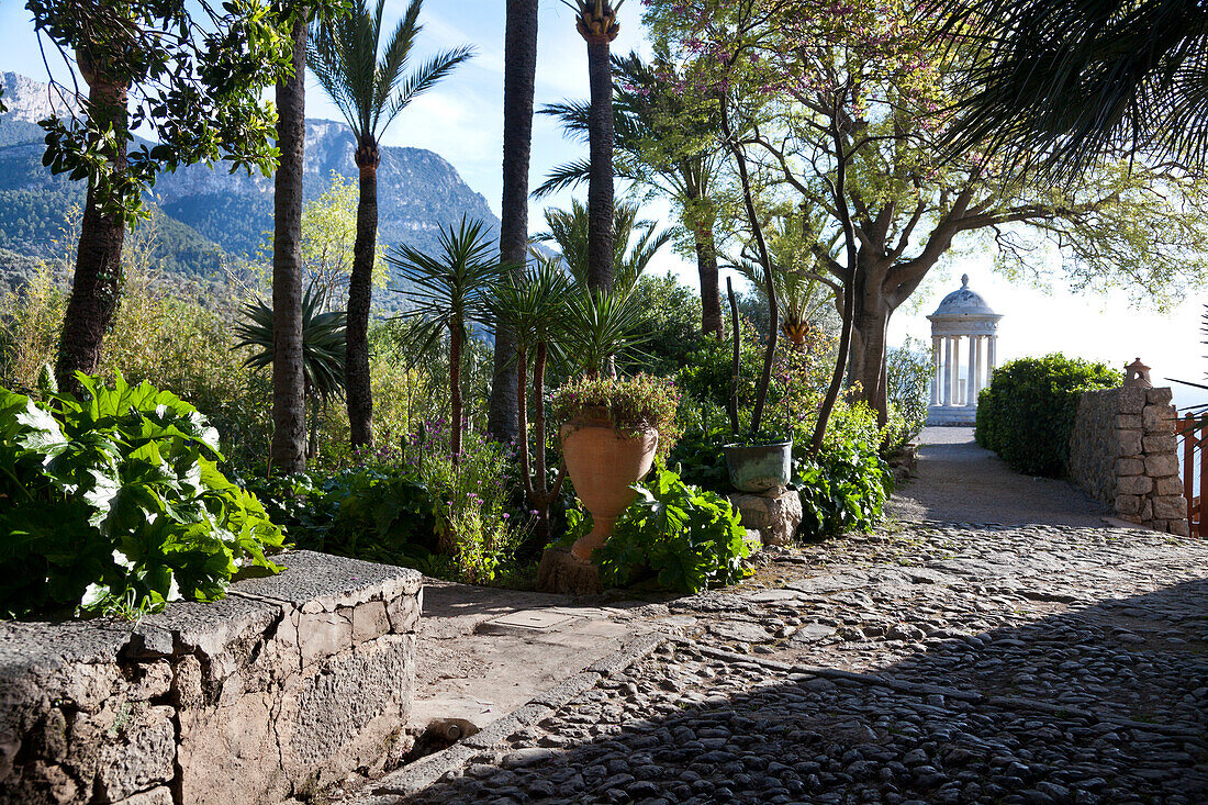 Pavilion with park, Son Marroig, former country residence of archduke Ludwig Salvator from Austria, Son Marroig, near Deia, Tramantura, Mallorca, Spain