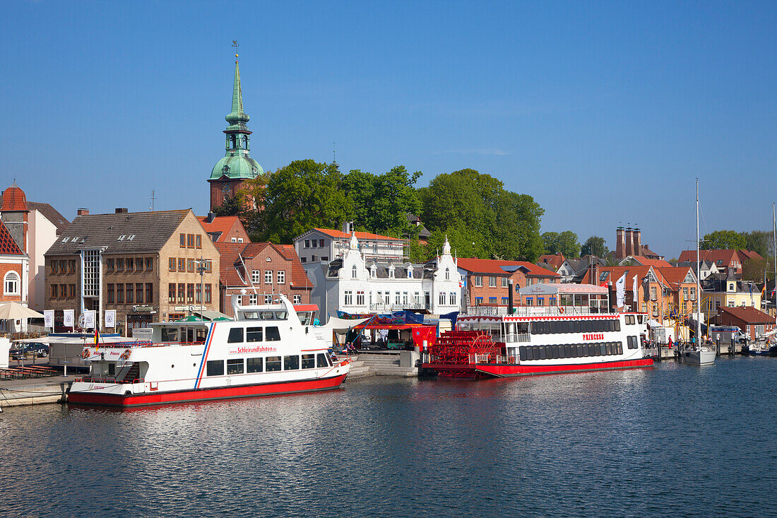 Ships at the harbour, Kappeln, Schlei fjord fjord, Baltic Sea, Schleswig-Holstein,  Germany, Europe