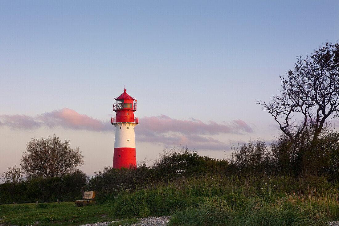 Falshoeft lighthouse in the evening light, Pommerby, Baltic Sea, Schleswig-Holstein, Germany, Europe