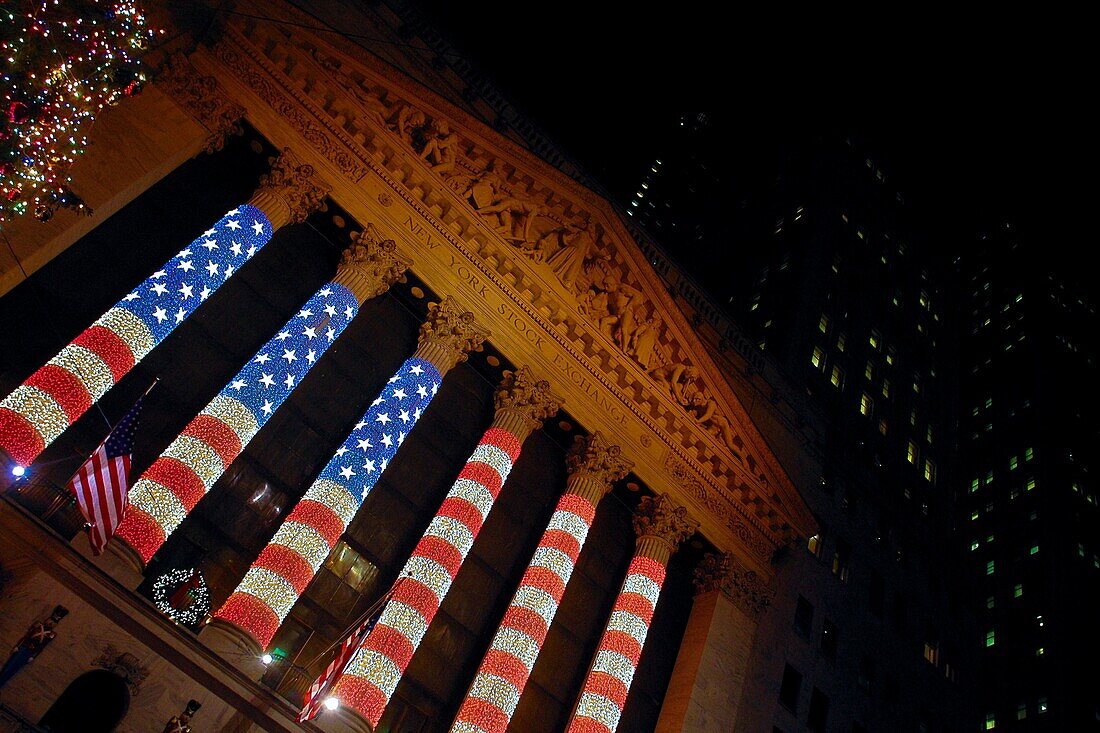 New York - United States, New York Stock Exchange, Christmas lighting