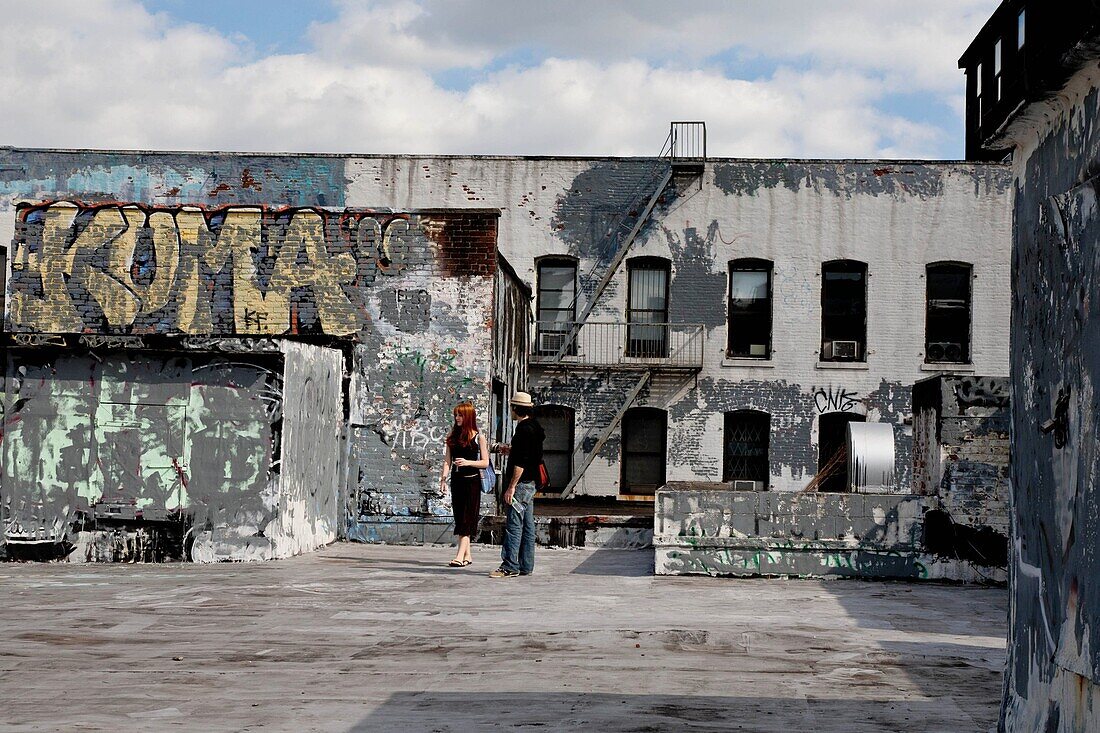 New York - United States, Brooklyn rooftops, and old painted buiding, Dumbo area