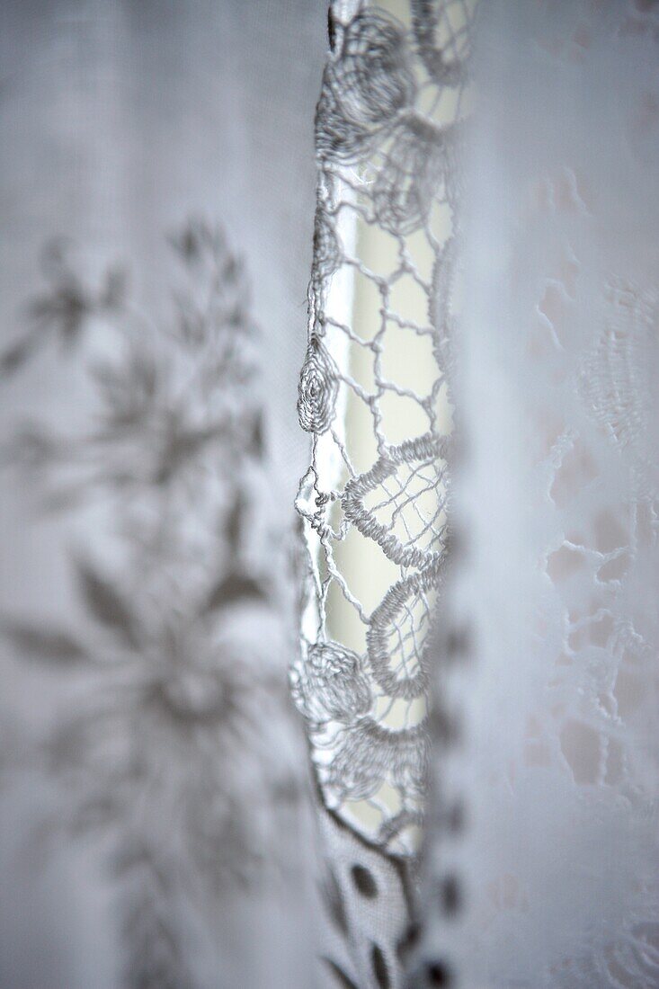 Close up of an linen embroidery