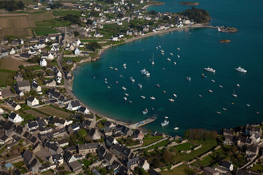 France, Finistere, Batz island aerial view