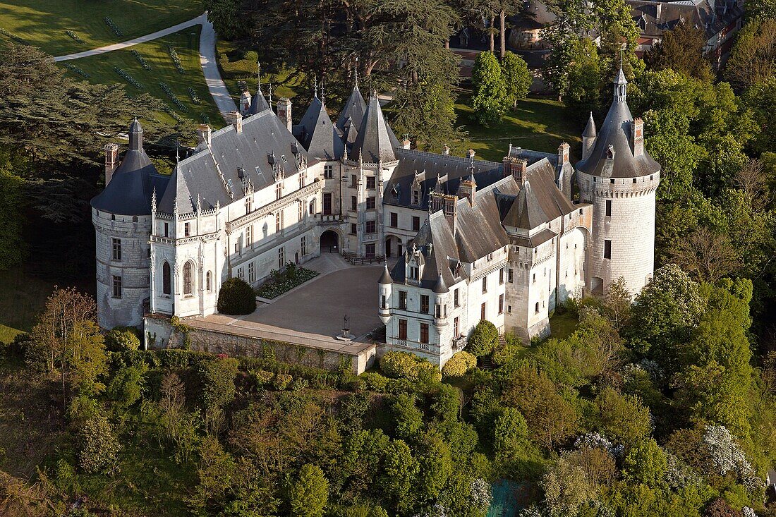 France, Loir et Cher, Chaumont sur Loire, village, Castle, Unesco, aerial view