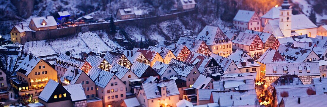 Pottenstein, Franconia, Germany on evening of Pottenstein Ewige Anbetung - Lichterfest, January 6, 2009