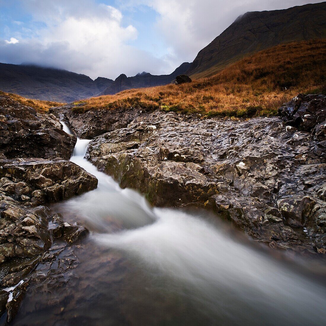 Waterfall at Fairy Pools, Coire na Creiche, Glenbrittle, Isle of Skye, Scotland