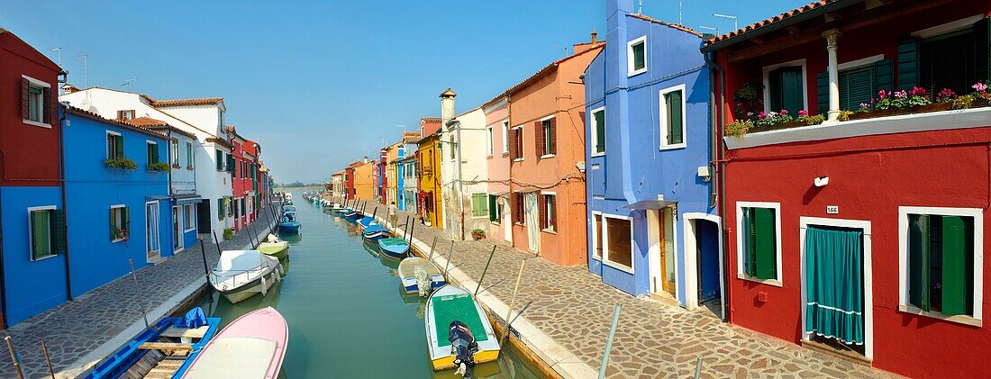 Streets and canals of Burano island - Venice - Italy