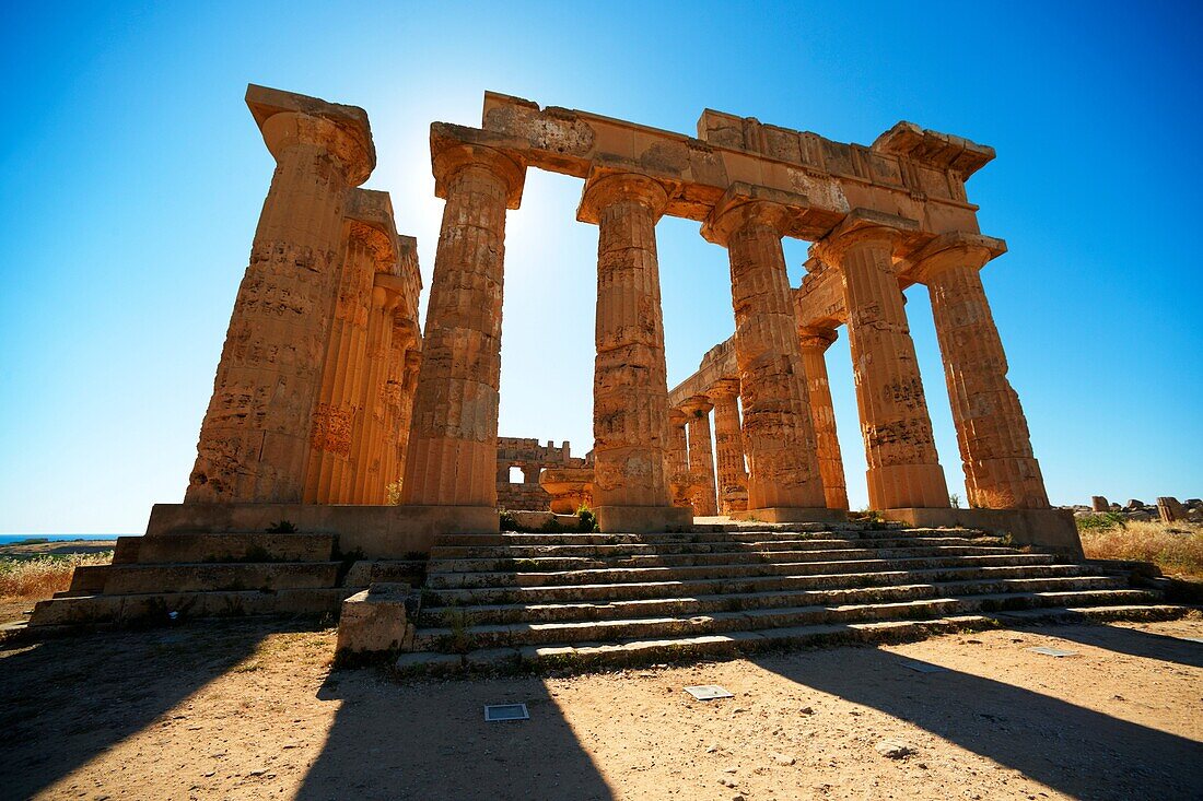 Greek Dorik Temple ruins of Temple F at Selinunte, Sicily
