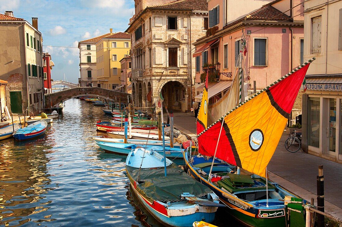 Traditional Sail Fishing Boats on Riva Vena canal - Chioggia - Venice - Italy