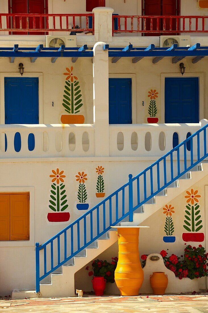 House decorated with traditional folk art  Mykonos, Cyclades Islands, Greece