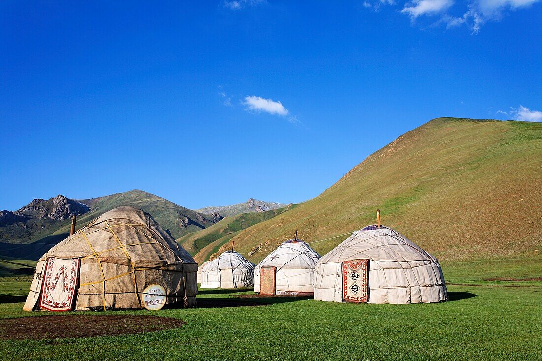Yurts, Tash Rabat Valley, Kyrgyzstan