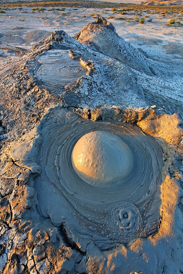 Mud erupting from a mud volcano, Qobustan, Azerbaijan