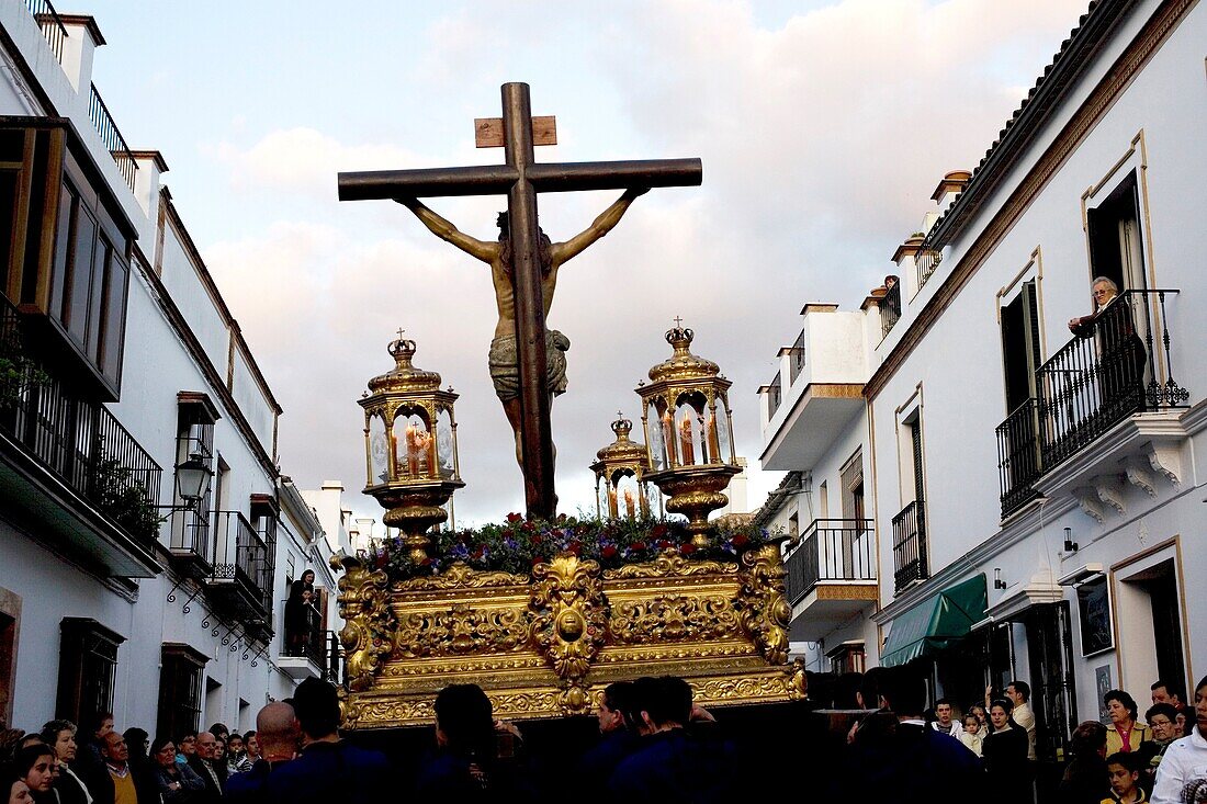 A statue of the Cristo de la Buena Muerte, or Christ of Good Death, is carried during a procession for Easter Holy Week celebrations in Prado del Rey village, Cadiz province, Andalusia, Spain, April 1, 2010