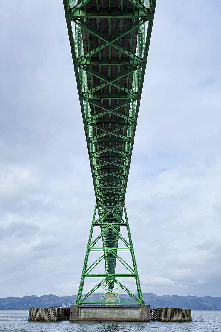 Astoria-Megler Bridge, Columbia River, a steel girder continuous truss bridge spanning the Columbia River between Astoria, Oregon and Point Ellice, Megler, Washington, United States.  Total span 14 miles.  It is the longest continuous bridge in North Amer
